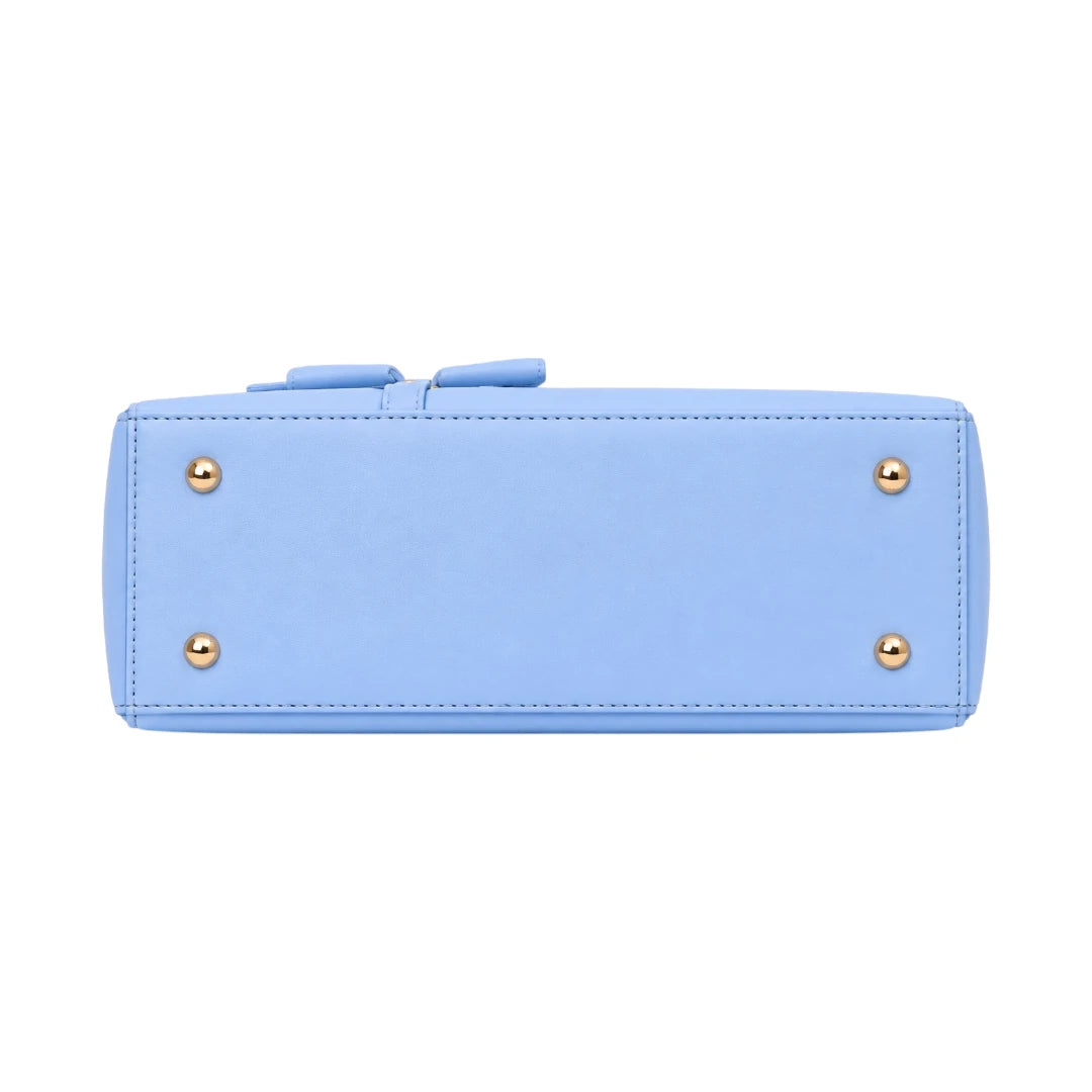 Janri Premium Blue Leather Handbag With Decorative Scarf
