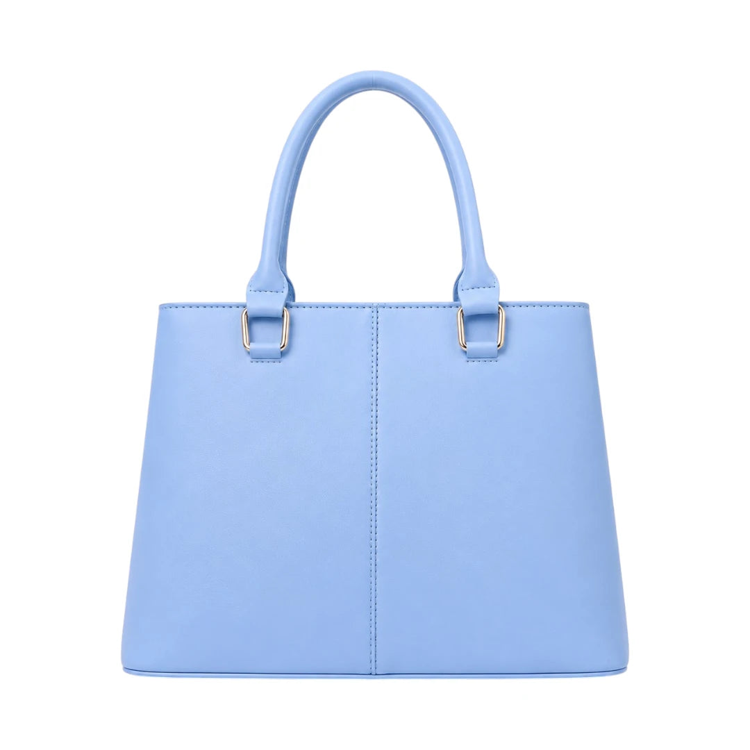 Janri Premium Blue Leather Handbag With Decorative Scarf