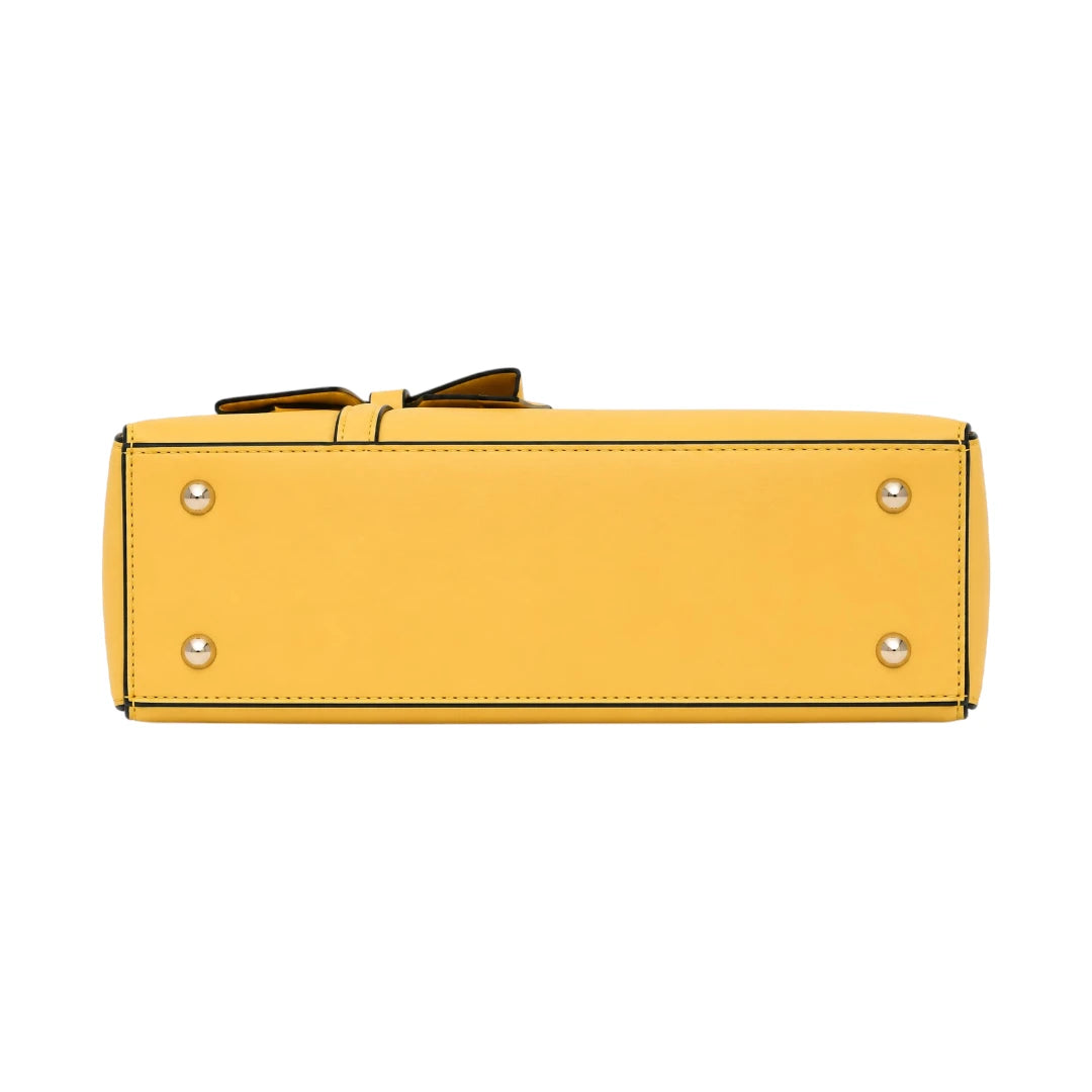 Janri Premium Yellow Leather Handbag With Heart Hardware