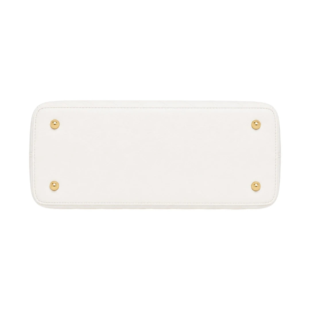 Janri White Leather Handbag With Elegant Tassel Accent